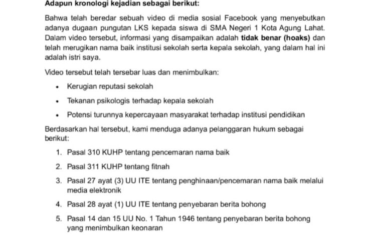 🔴 KONFLIK HUKUM: Terkait Dugaan Pungli, Suami Kepsek Dua Sekolah Laporkan Wartawan, Ada Ketentuan MK Yang Harus Diperhatikan