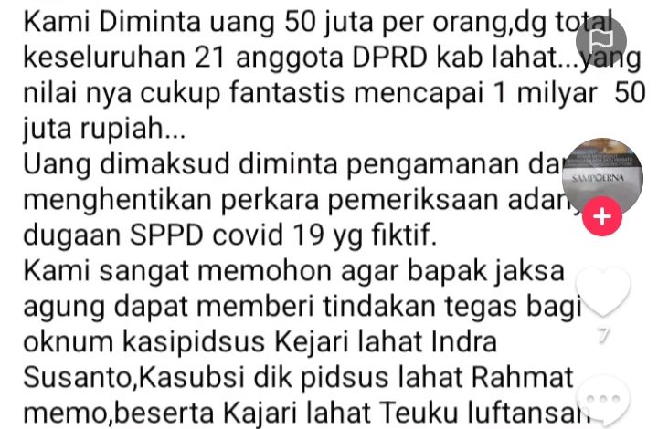 Isu Mengejutkan: Dugaan Pemerasan Rp1,05 Miliar Terhadap 21 Anggota DPRD, Nama Kasi Pidsus Indra Susanto Disorot