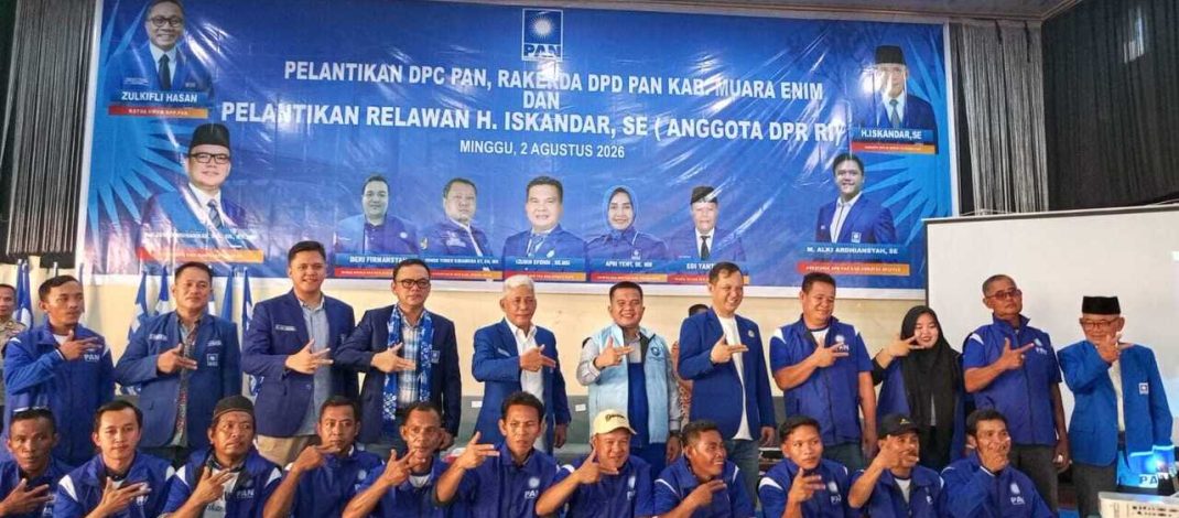 Panaskan Mesin Pemilu 2029, PAN Muara Enim Lantik DPC & Relawan: Target Kemenangan Penuh & Dukung Joncik Gubernur