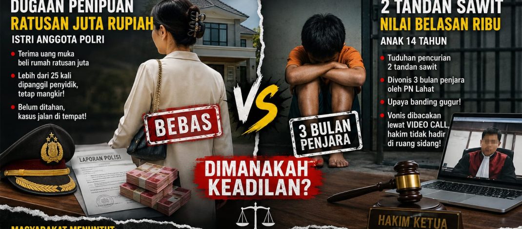 DUA WAJAH HUKUM DI EMPAT LAWANG! Anak 14 Tahun Dipenjara 15 Tandan Sawit, Sementara Istri Anggota Polisi Puluhan Kali Mangkir Kasus Sengketa Rumah